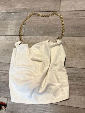 White Satin Chain-Strap Cami Top